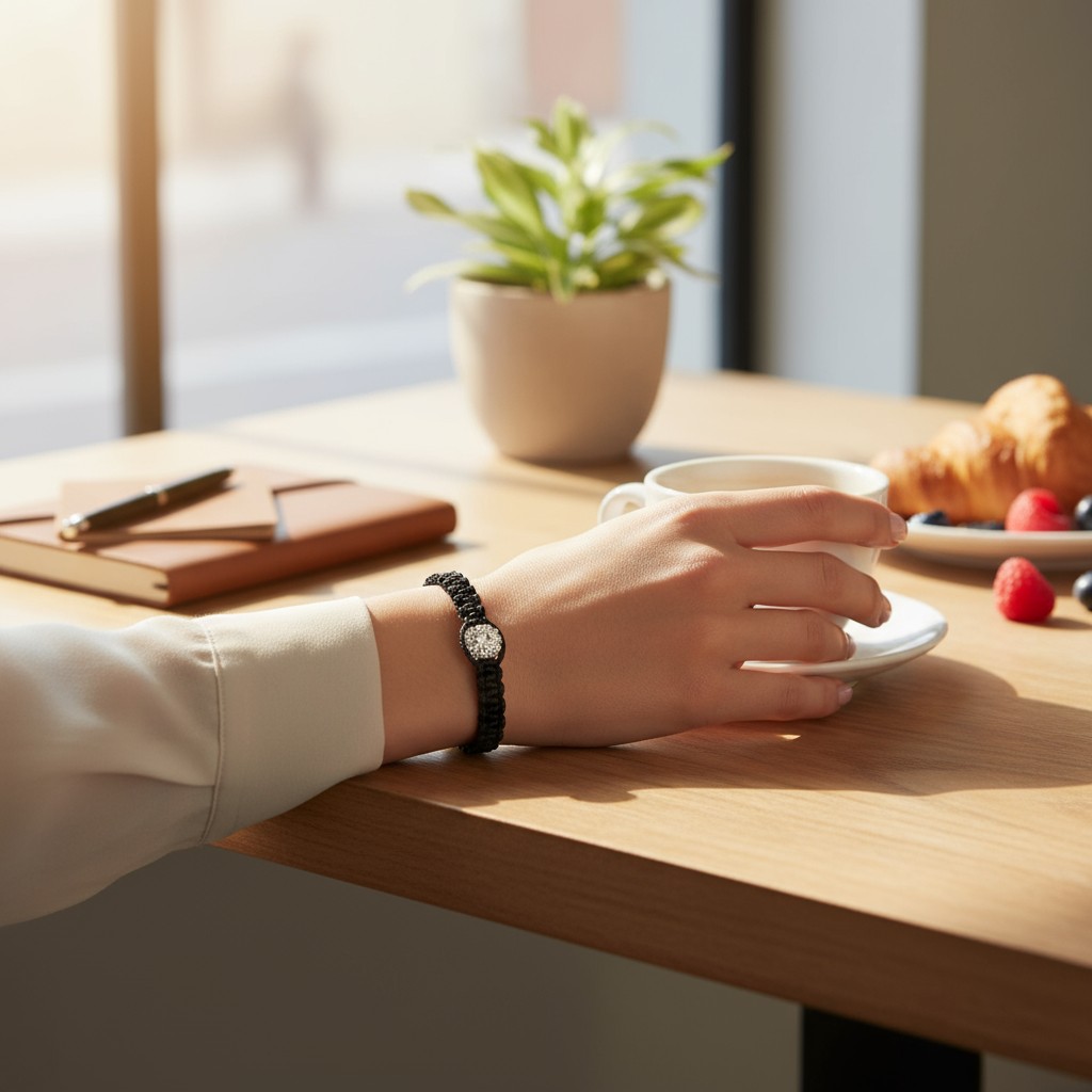 Bratara textil cu piatra - imagine 3