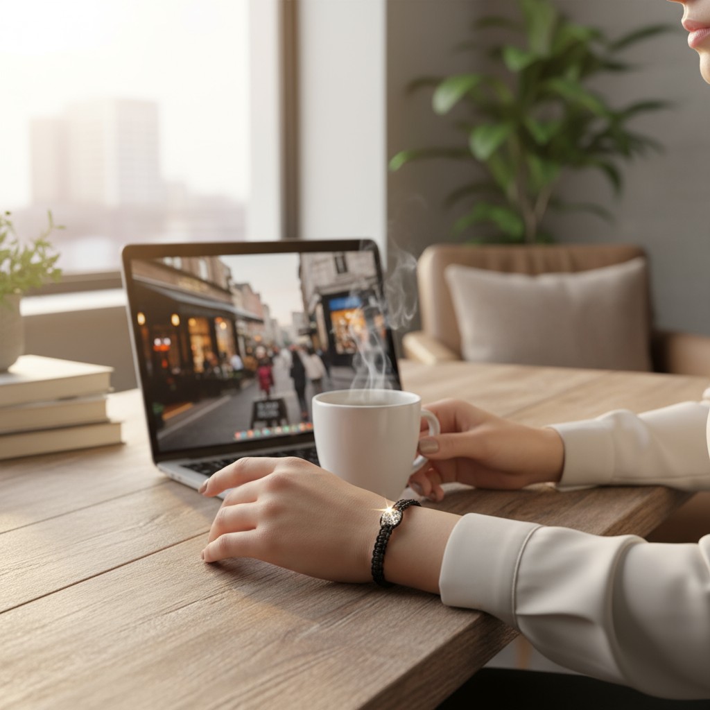 Bratara textil cu piatra - imagine 2