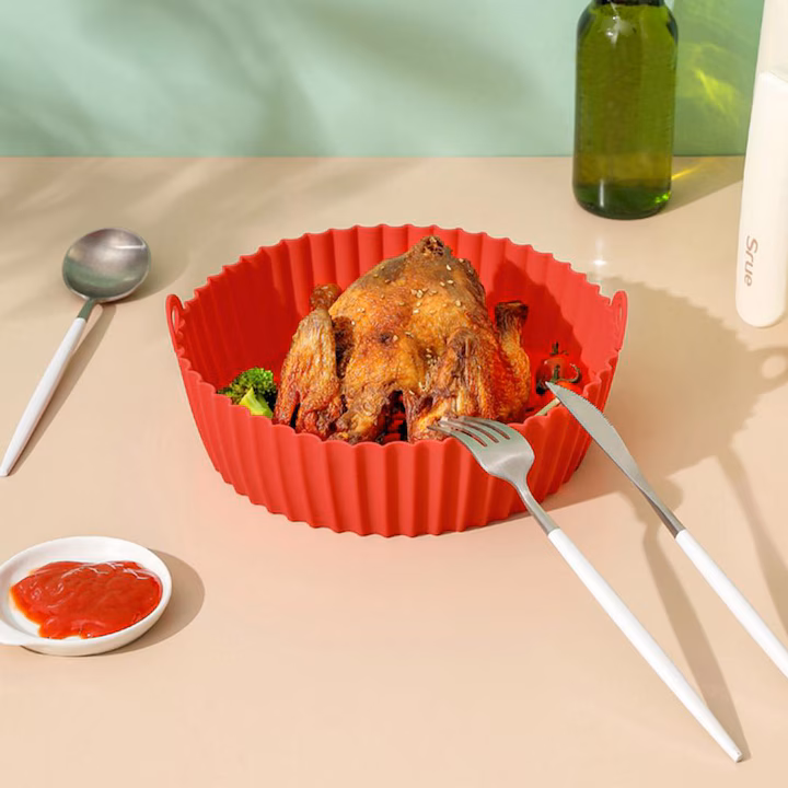 Castron din Silicon pentru Airfrier, 20.5x17.5x5cm, Universal, Rosu, Bukate® - imagine 3