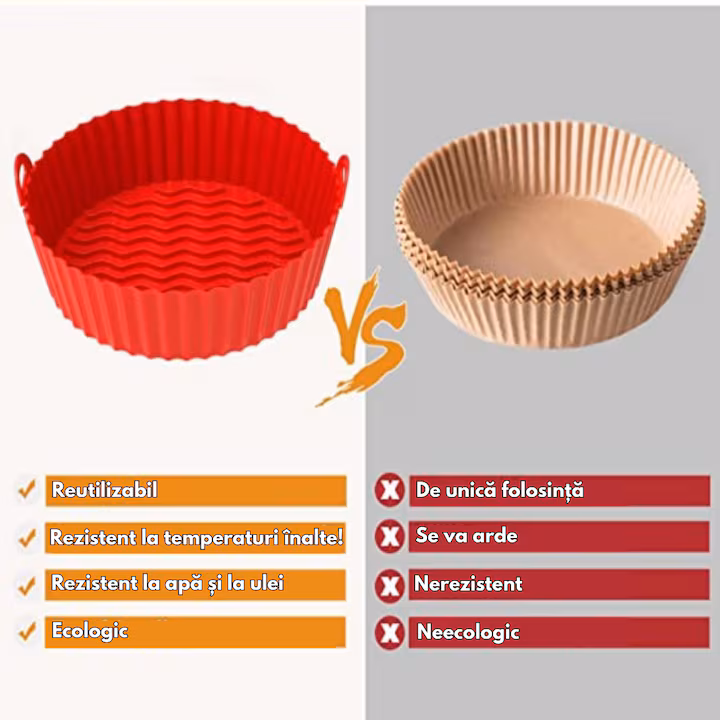 Castron din Silicon pentru Airfrier, 20.5x17.5x5cm, Universal, Rosu, Bukate® - imagine 6