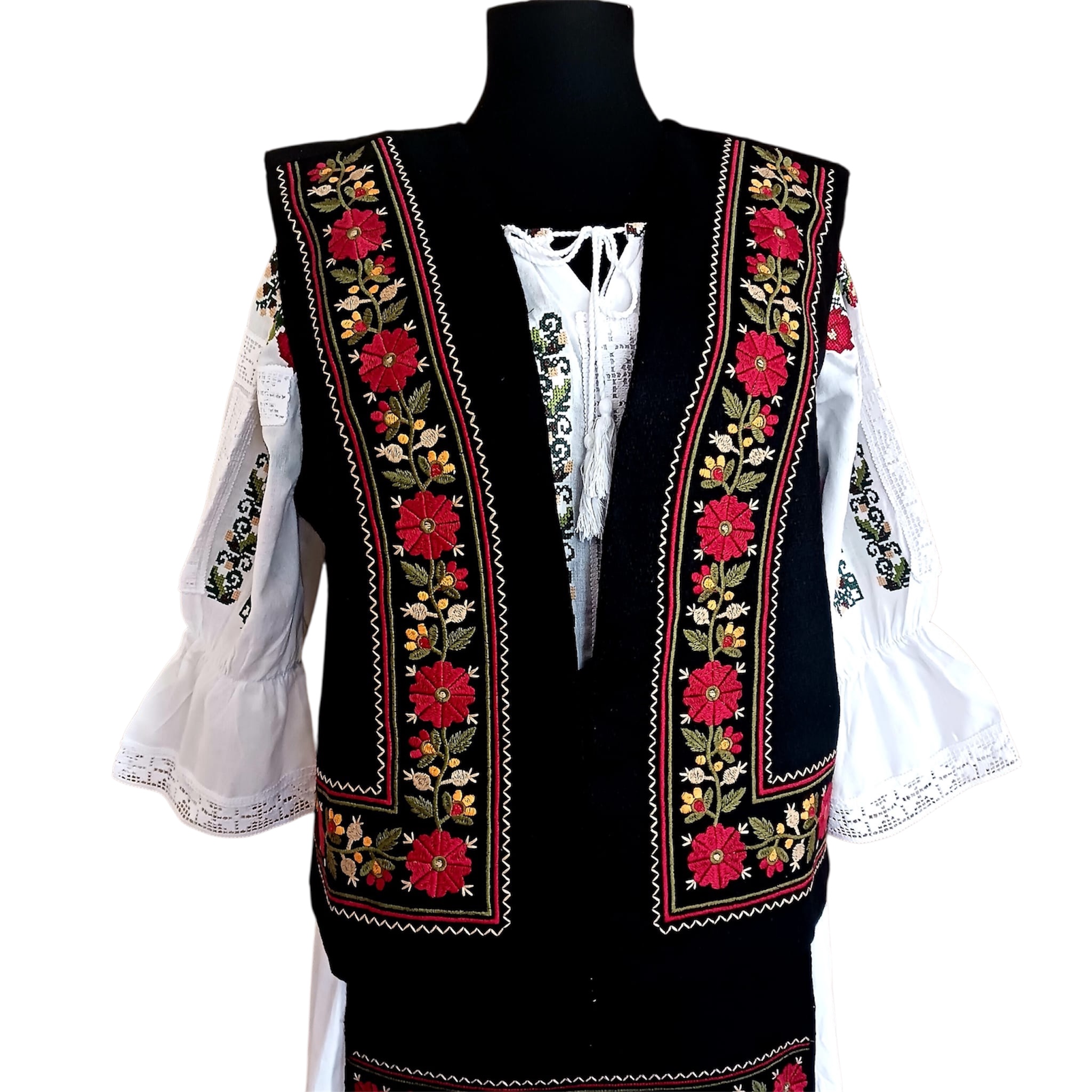 Costum traditional 4 piese (ie, poale, fote, vesta) ST28 - imagine 6