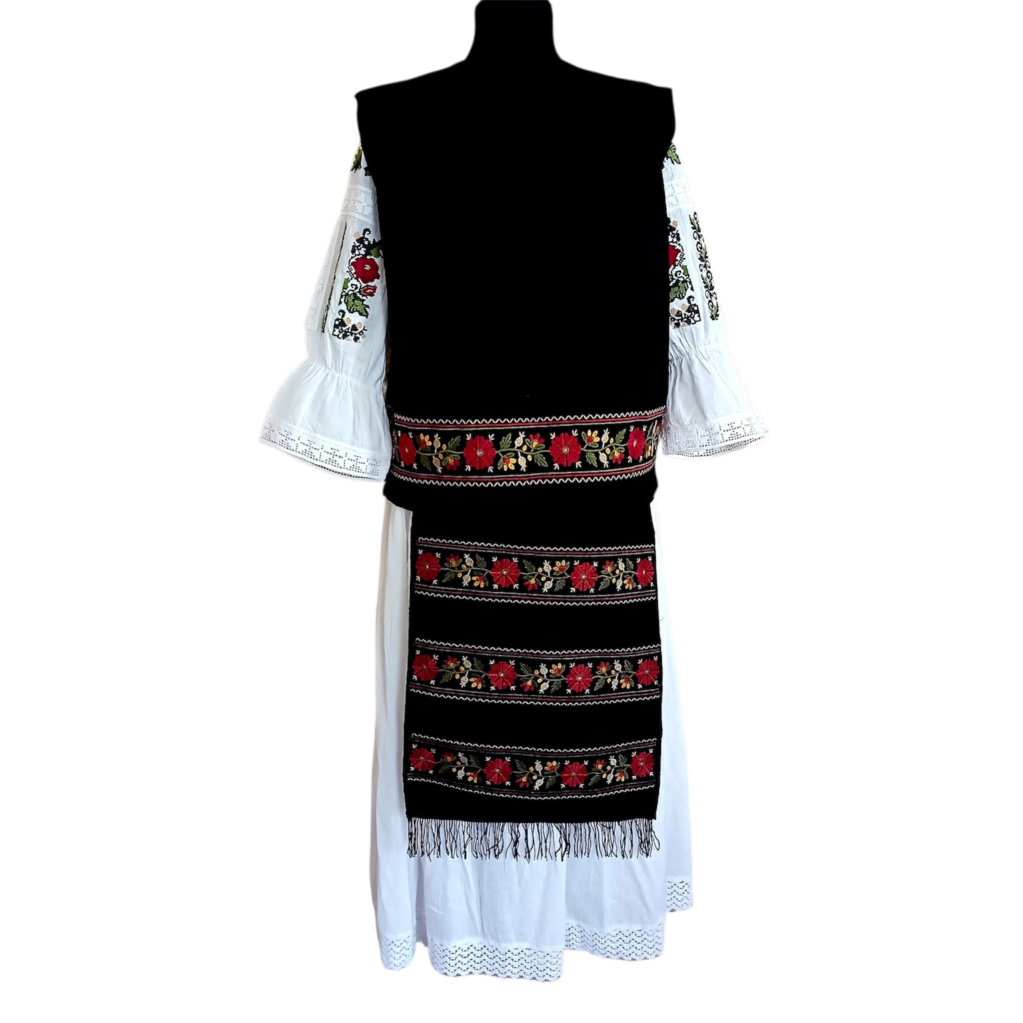 Costum traditional 4 piese (ie, poale, fote, vesta) ST28 - imagine 3