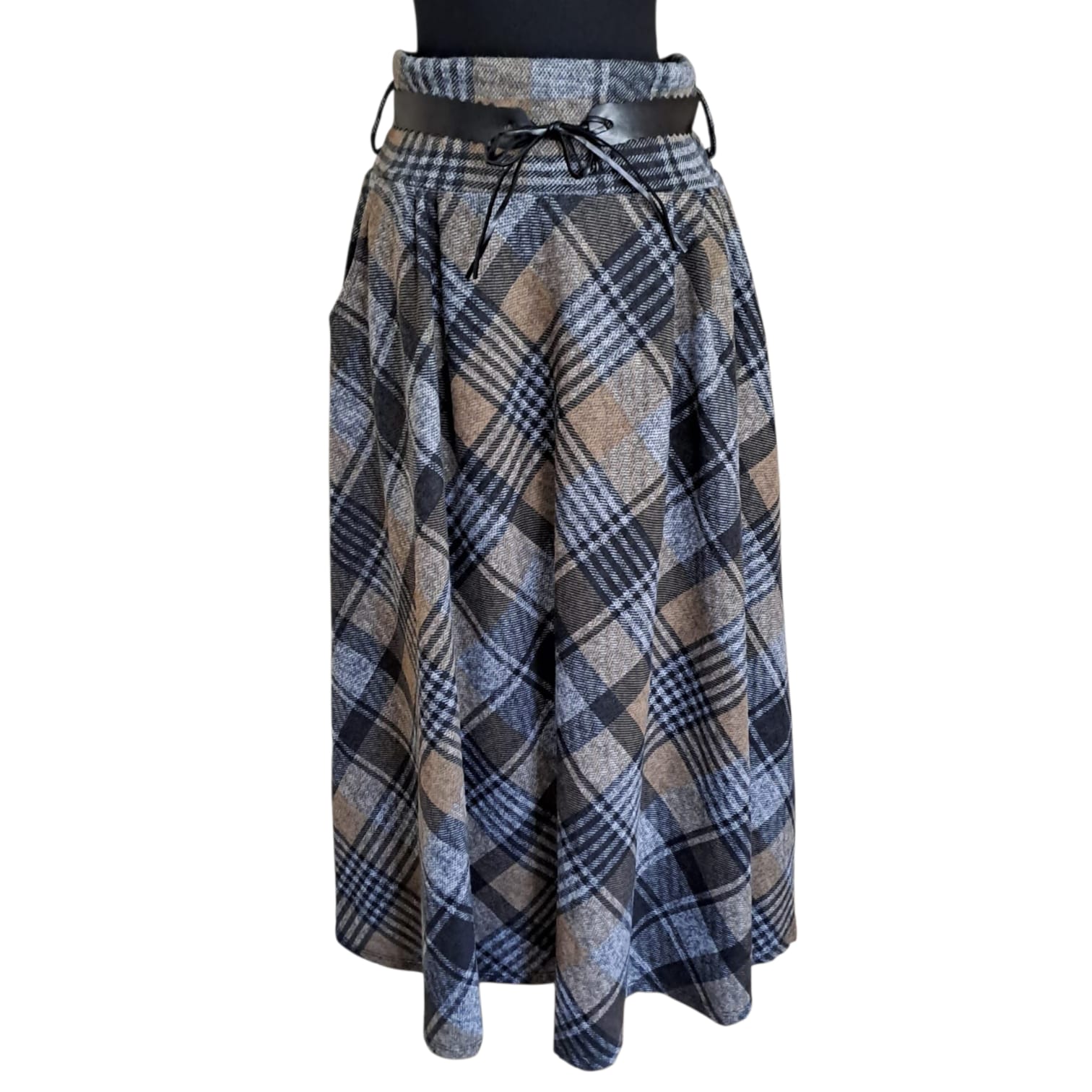 Fusta carouri bej cu negru FS09