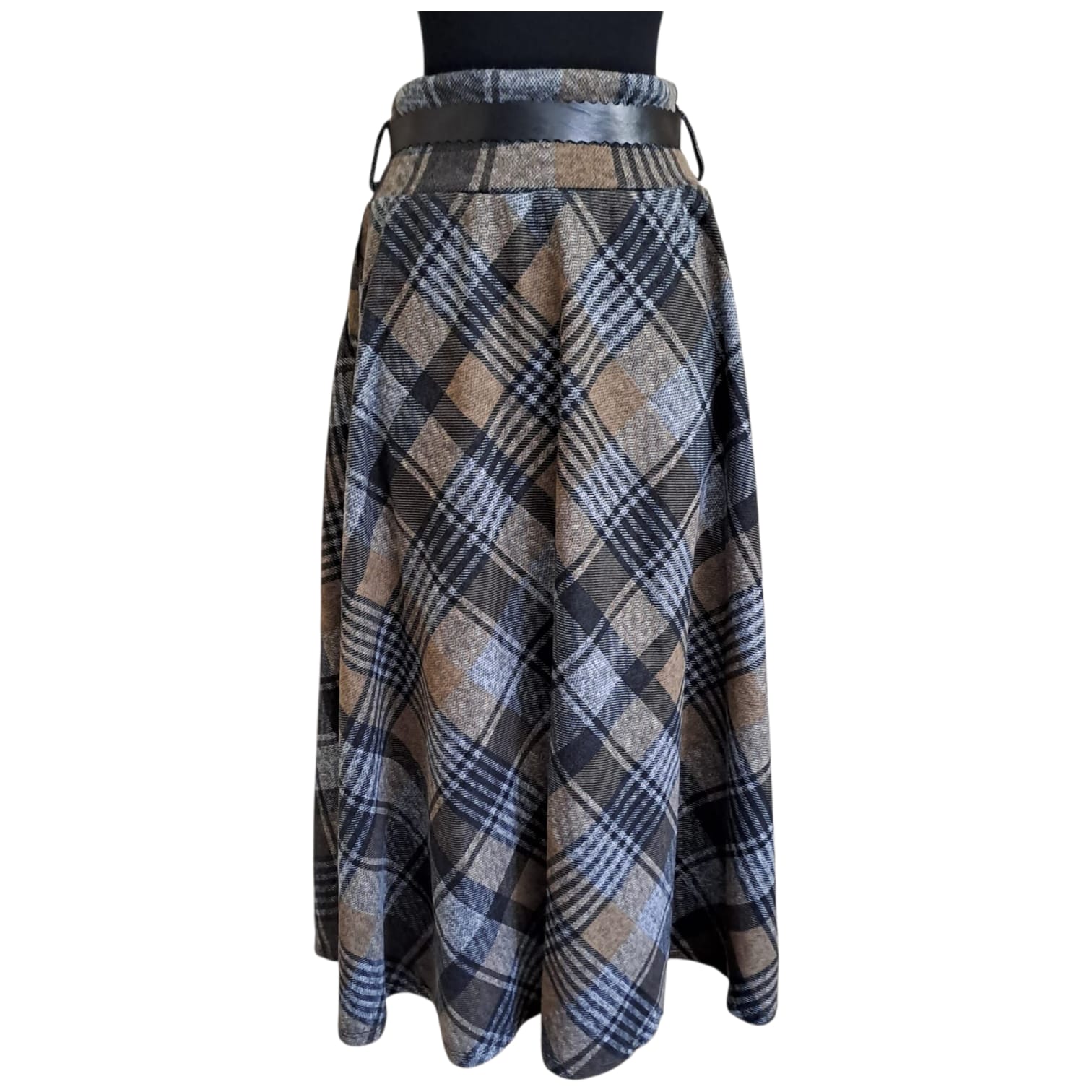 Fusta carouri bej cu negru FS09 - imagine 2