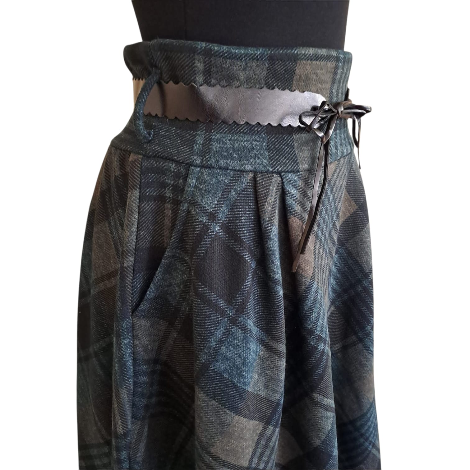 Fusta in carouri verzi FS 20 - imagine 2