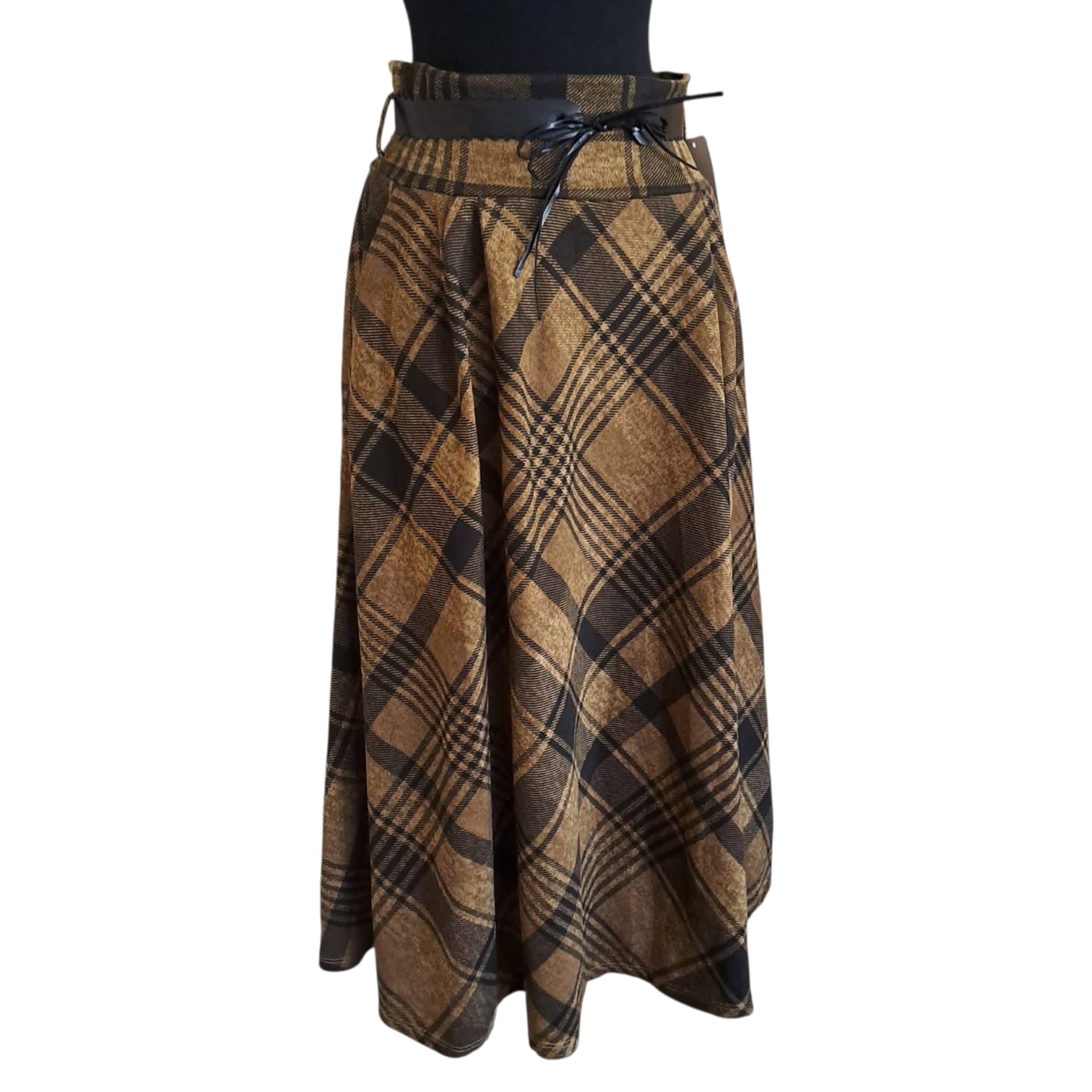 Fusta carouri bej cu negru FS23