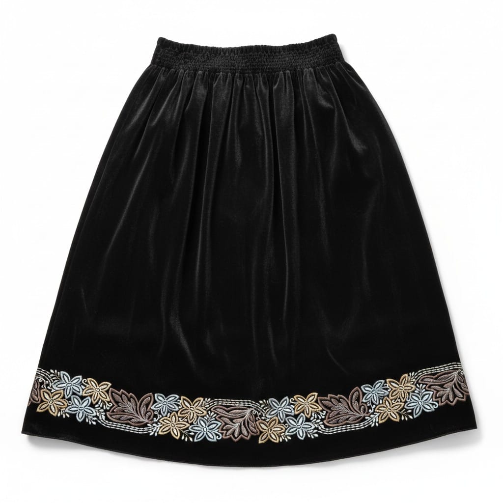 Fusta catifea cu broderie F06 - imagine 2