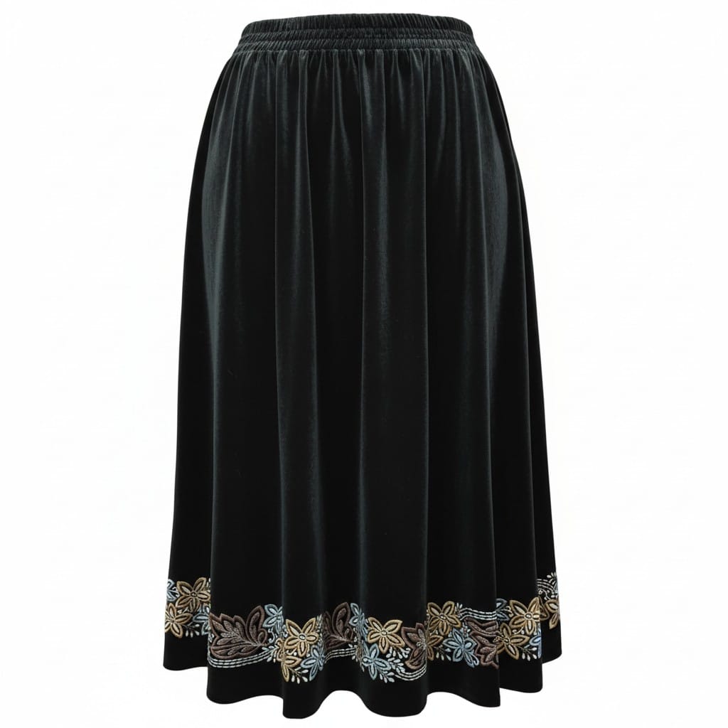 Fusta catifea cu broderie F06